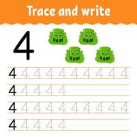 Trace and write worksheet for children vector