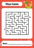Maze game for children with a snake and a maze vector