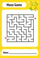 Maze game for kids with a yellow background vector