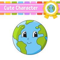 Cartoon earth character with a smile and a ribbon vector