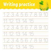 Writing practice for children with numbers vector