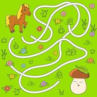 A maze game with a horse and a mushroom vector