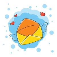 An envelope with wings and hearts on it vector