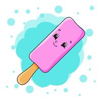 A pink ice cream bar with a face on it vector