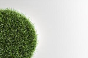 A vibrant strip of lush green grass enhances a bright white background, offering a fresh, natural look. Ideal for eco-friendly themes, this design allows ample space for text or branding photo
