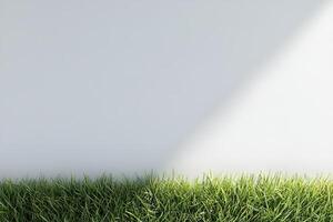 Lush green grass stretches along the bottom edge of a bright white background, creating a fresh, natural feel perfect for eco-friendly projects and text overlay photo