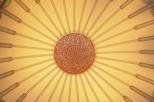 turkey istanbul 23 june 2024 Intricate ceiling design featuring geometric patterns in a mosque photo