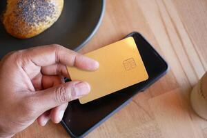 NFC payment system with credit card photo