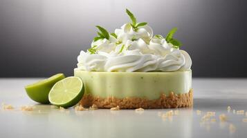 a small key lime pie with whipped cream on top photo