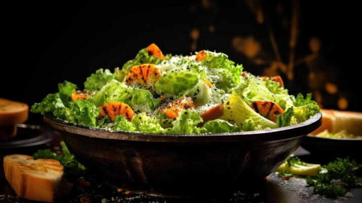 A bowl of salad with lettuce and vegetables