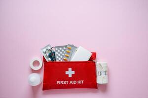 An Essential First Aid Kit for both Home and Travel It includes vital Supplies for Handling Emergencies effectively and efficiently, ensuring safety in any situation photo