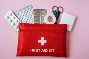 An Essential First Aid Kit for both Home and Travel Comprehensive Medical Supplies designed specifically for immediate response to Emergencies and unexpected situations photo