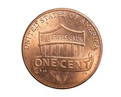 1 american cent coin on a white background photo