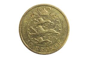 10 danish kroner coin on white isolated background photo