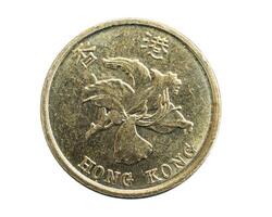 Hong Kong ten cents coin on white isolated background photo