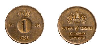 Sweden one ore coin on a white isolated background photo