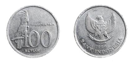 Indonesia one hundred rupees coin isolated background photo
