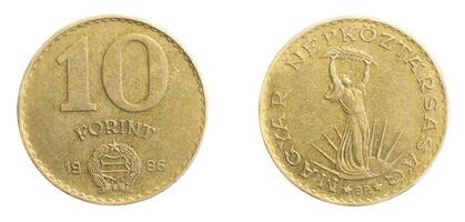 Hungary ten forints coin on white isolated background photo