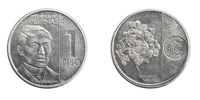 Philippines one piso coin isolated background photo