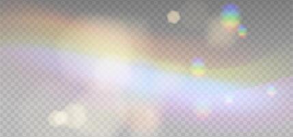 Pastel bokeh horizontal overlay, golden blurred circle lights. Abstract empty background in realistic style. reflection effect for holiday design, festive template. vector
