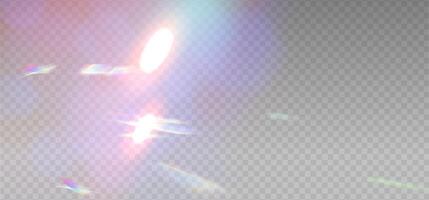 Rainbow reflection highlight layer. Glittering overlay for social media backgrounds, product presentations, photo shots. Glare dispersion from water and glass. Layered vector