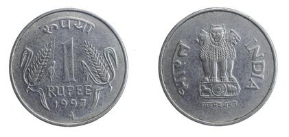 India one rupee coin isolated background photo