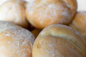 wheat rolls with visible details. background or texture photo