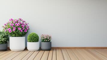 Vibrant flower pots display modern indoor space decorative art minimalist background aesthetic viewpoint nature concept photo