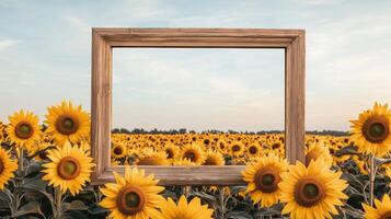 Sunflower field framed against a clear sky background nature photography landscape view vibrant colors photo