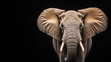 Majestic elephant portrait studio setting wildlife photography dark background front view nature's grandeur photo