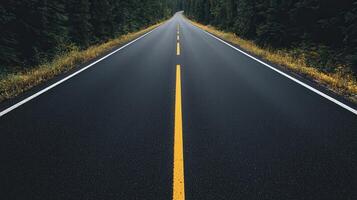 Scenic open road journey enchanting forest background landscape photography natural environment aerial view adventure concept photo