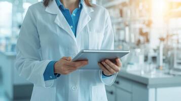 Laboratory research action medical facility digital interaction bright background professional viewpoint innovation concept photo