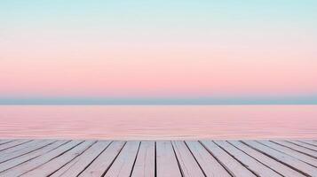 Serene sunrise over tranquil waters waterfront deck aesthetic image calm environment horizontal viewpoint blissful background photo