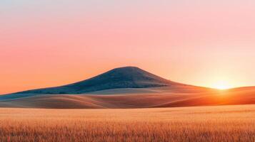 Serene sunset over rolling hills wide open plains nature scene tranquil background majestic landscape view photo