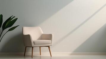 Minimalist chair in soft light modern living room interior design calm background cozy atmosphere photo