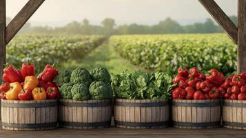 Harvesting fresh vegetables vineyard background food photography rural environment close-up nature's bounty photo