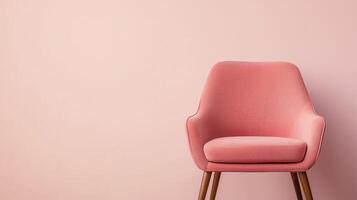 Minimalist pink chair against soft background interior design home decor modern aesthetic focused viewpoint photo