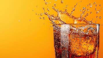 Refreshing drink splashing in a glass studio background beverage photography vibrant environment photo
