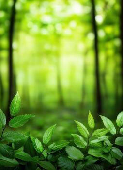 Lush green leaves in nature background forest setting macro photography vibrant colors close-up viewpoint photo