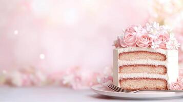 Delightful cake presentation soft background food photography elegant setting close-up view dessert concept photo