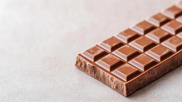Delicious chocolate bar studio setting food photography neutral background close-up view tempting concept photo