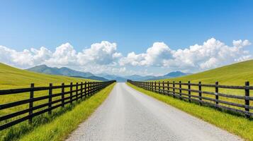 Scenic road journey countryside landscape photography natural background panoramic view peaceful environment photo