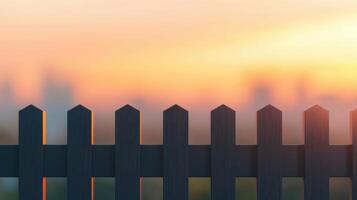Sunset fence silhouette urban background photographic image warm atmosphere close-up view tranquil concept photo