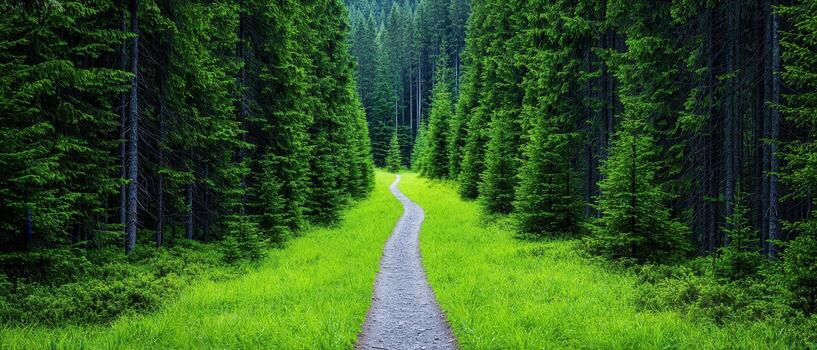 Exploring a serene path through a lush green forest background nature landscape tranquil environment scenic viewpoint photo