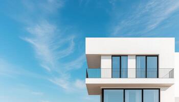 Modern architecture of a minimalist house against a blue sky background contemporary design residential environment photo