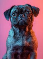 Pug portrait with colorful background studio setting close-up image creative photography photo