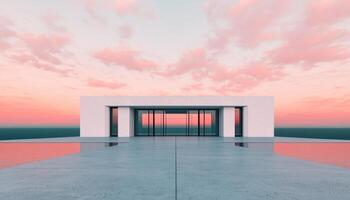 Modern architectural structure at sunset minimalist design background outdoor environment serene viewpoint photo