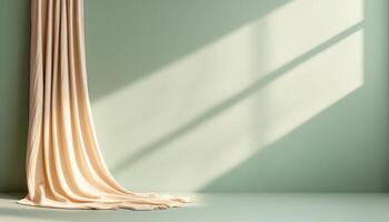 Elegant fabric drapery with soft shadows minimalist background studio setting calm atmosphere photo