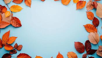 Autumn leaves arrangement nature background flat lay colorful leaf patterns creative composition photo