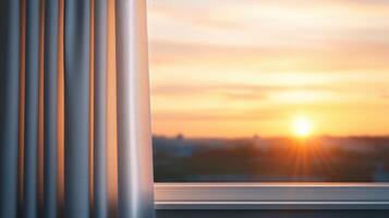Serene sunset view from window urban environment scenic background peaceful atmosphere captured moment photo